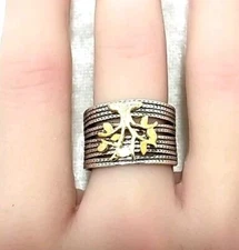NWOT Or Paz Sterling Silver Two Tone Tree of Life Wide Ring 6.1 Grams Size-8.75 
