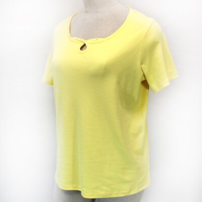 #ad Quacker Factory Plus Yellow Swarovski Details Key Lock Neck Top Tee 1X $29.99