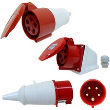 16 Amp 5 Pin Red Three Phase 415V CEE Industrial Connector IEC CEE Plug Socket