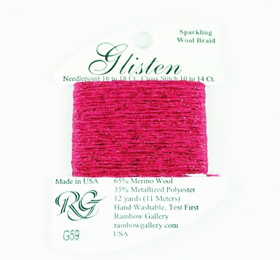 GLISTEN Sparkling Braid #59 Raspberry Sorbet Needlepoint Thread Rainbow ...