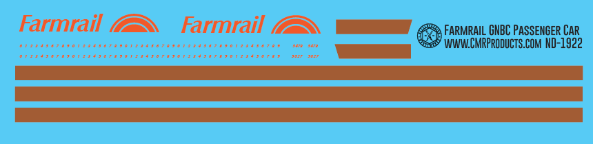 N Scale - Farmrail Smooth Side Passenger Car Decal Set