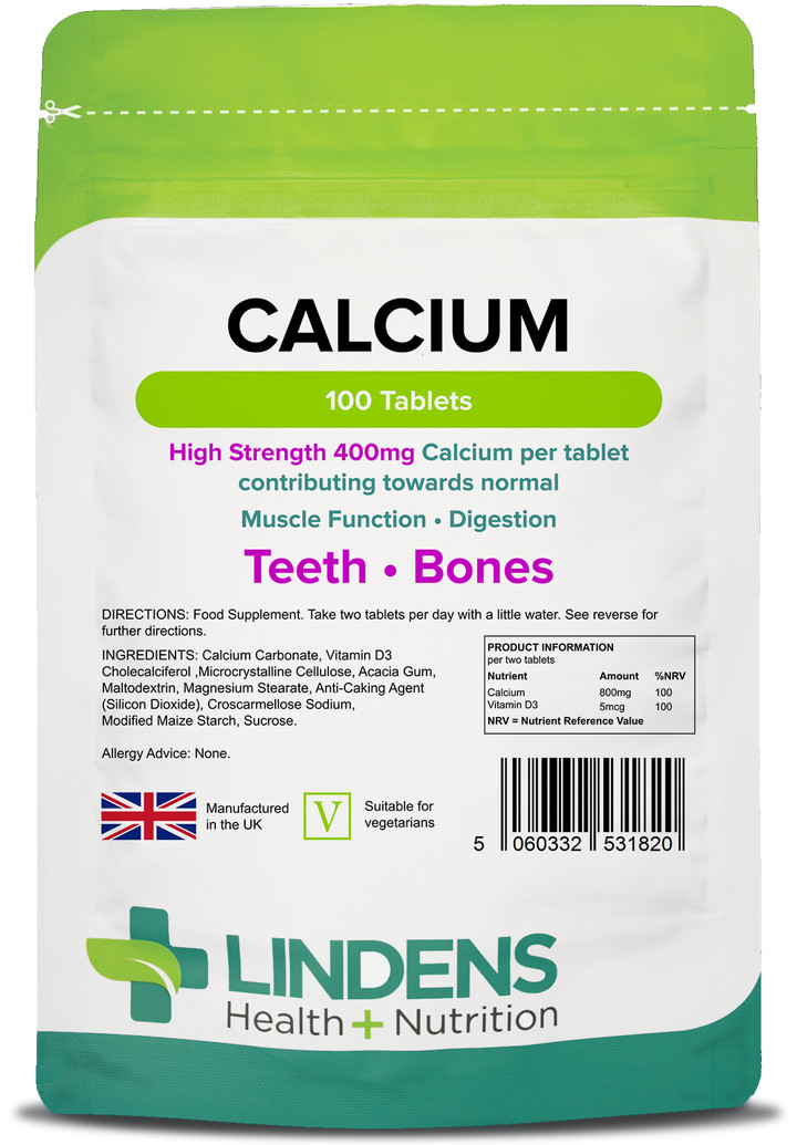Lindens (1 Pack - 100 Tablets) Calcium Carbonate 100 Tablets 400Mg Quality Food Supplement - Image 6