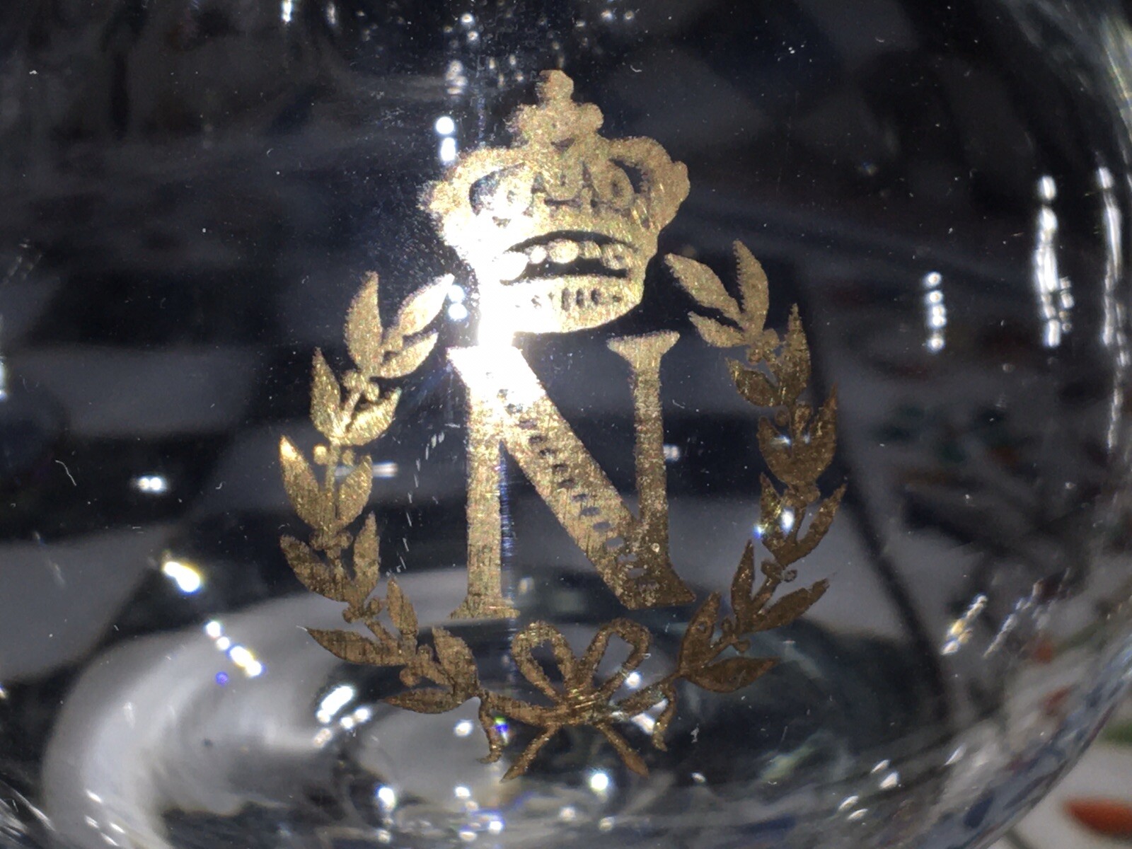 6 X VINTAGE NAPOLEON BRANDY SNIFTER GLASSES. BRANDED. GOLD GILT CREST