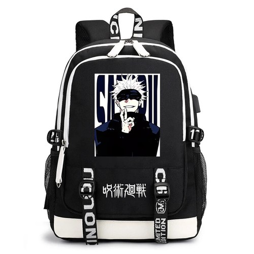 Zaino Jujutsu Kaisen borsa scuola studenti bambini borsa USB ritorno a scuola regalo - Foto 56 di 56