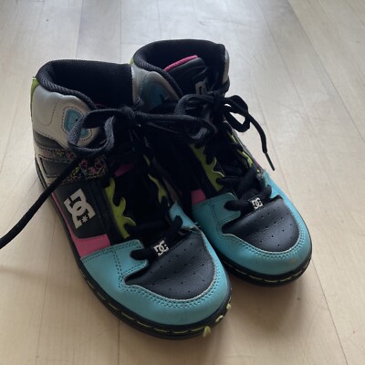 Kids DC leather High Top Shoe Size Multicolor Girls Pink Teal