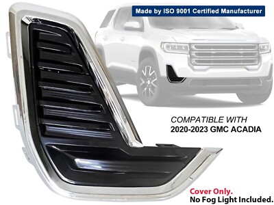 For Fog Lamp Chrome Rim Cover 2020-2023 GMC Acadia Passenger Right Side ...
