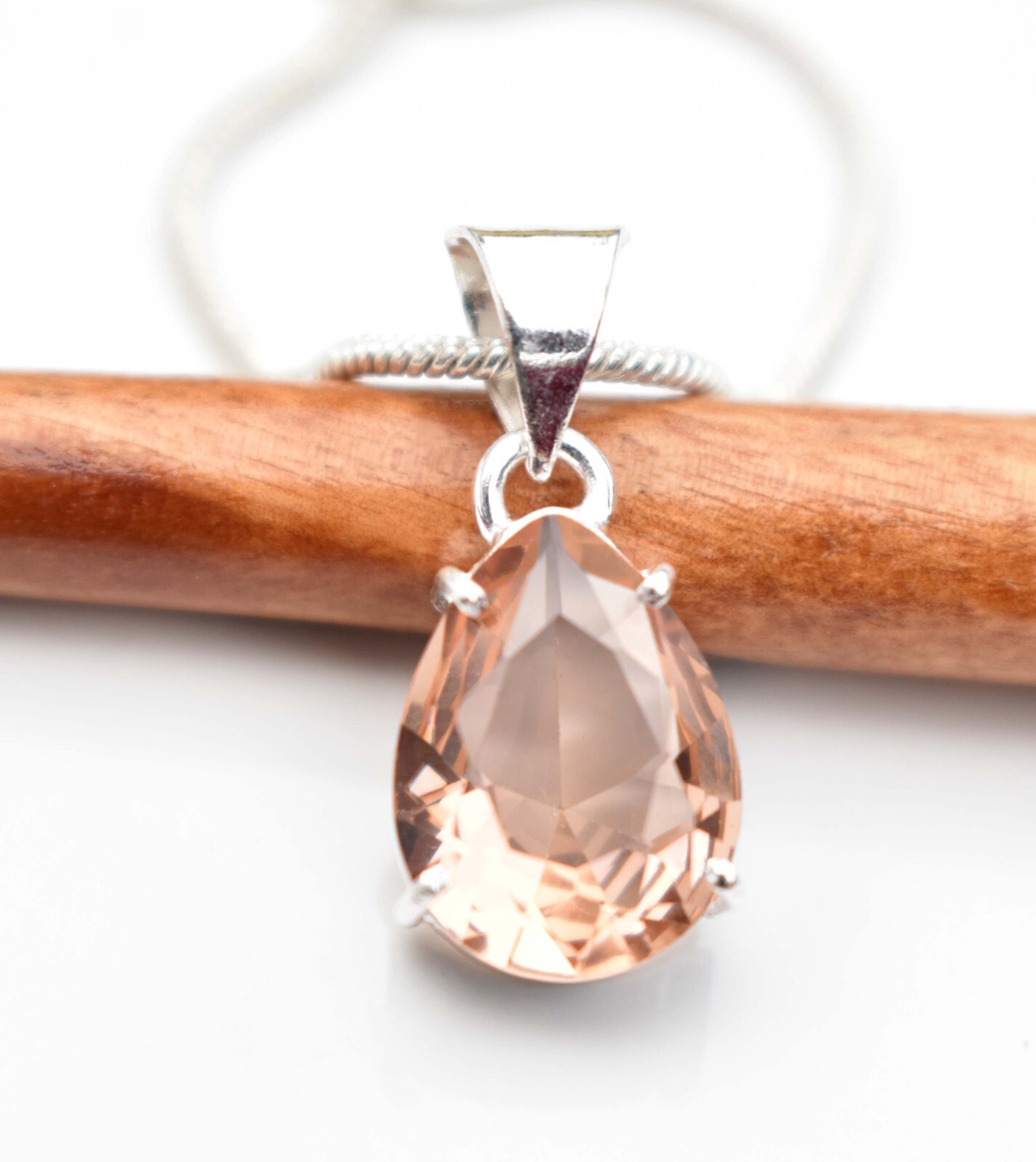 Morganite 925 Sterling Silver Gemstone Handmade Unique Gift Women Necklace-18