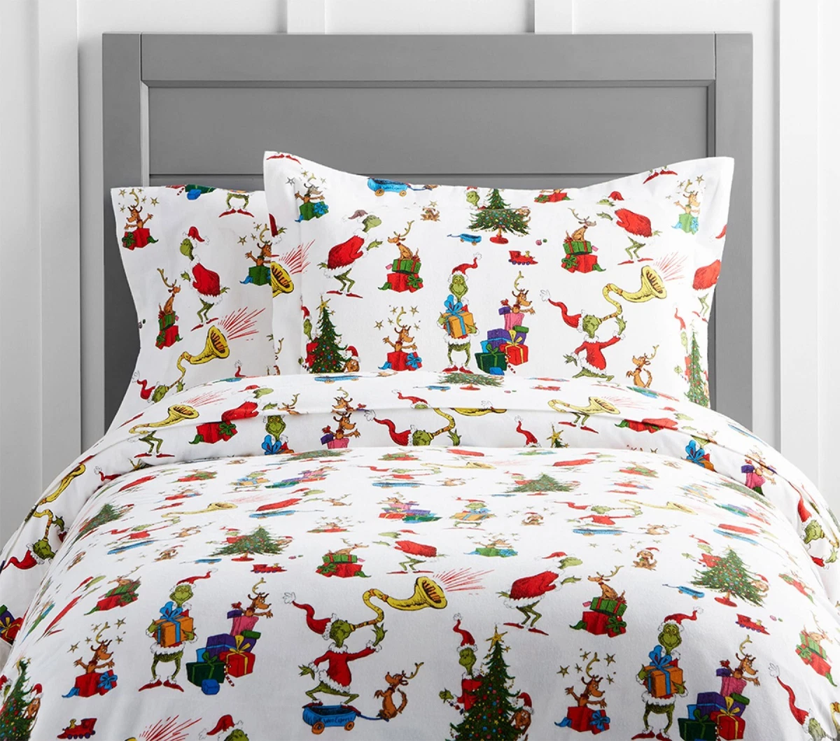 NEW Pottery Barn Kids Dr Seuss Grinch Max Flannel Twin Duvet