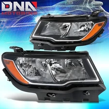 For 2017-2021 Jeep Compass Factory Style Headlight Headlamps Pair Black/Amber