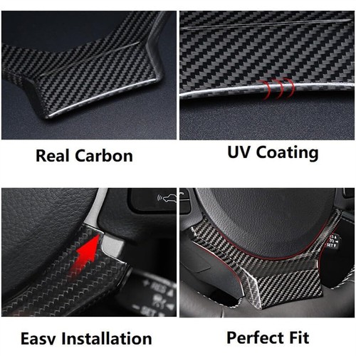 REAL CARBON FIBER STEERING WHEEL ADD-ON TRIM COVER KIT FOR LEXUS IS RC NX 15-24 - Picture 6 of 6