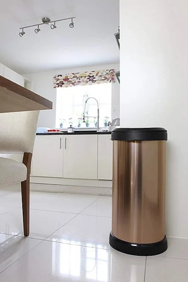 40L Rose Gold Shade Curver Touch Bin Kitchen Decor Waste Recycle