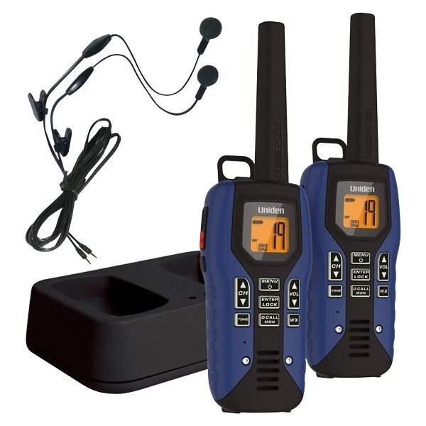 Uniden Walkie Talkie  Radio Set Outdoor Headset Kit Waterproof Rechargeable NOAA - Image 2 of 4