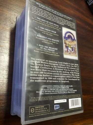 CIVILISATION : PART 1 - A PERSONAL VIEW by LORD CLARK (VHS TAPE) - Picture 3 of 3