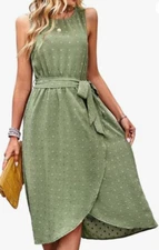 NEW Falechay Women's Belted Sleeveless Split Midi Sundress Size 2XL