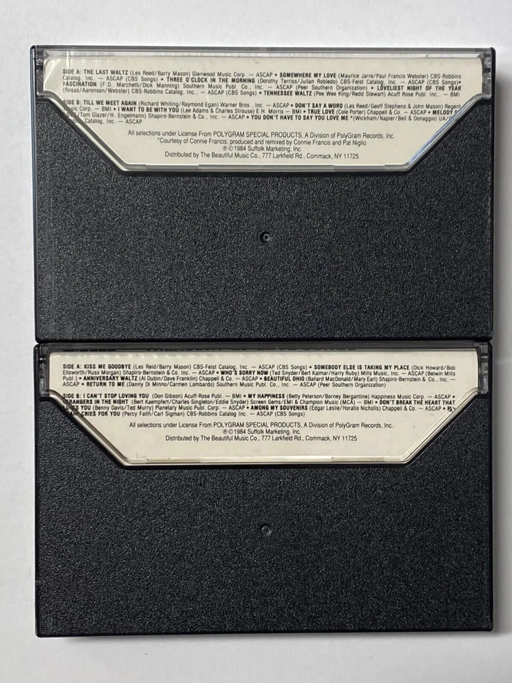 Connie Francis "Treasury of Love Songs" & "Sentimental Favorites" Cassette Tapes - Image 2 of 4