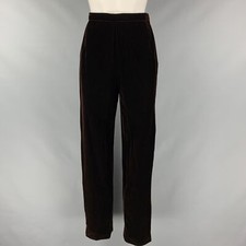 OSCAR DE LA RENTA Size 8 Brown Velvet High Waisted Dress Pants