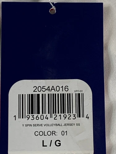 Asics Youth Volleyball Jersey L White Short Sleeve Spin Serve Tee 2054A016 - Picture 7 of 8