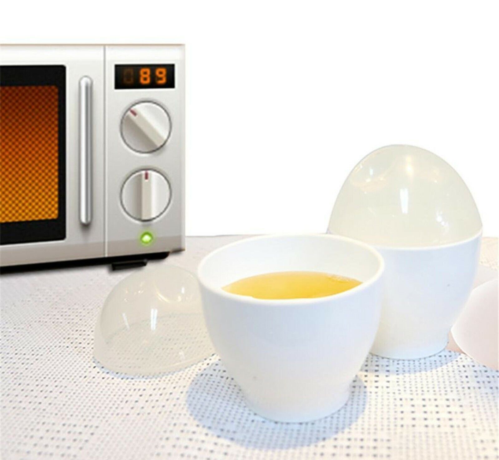 2 MICROWAVE EGG BOILERS COOKER POACHER BOIL WHITE BPA FREE PLASTIC FAST eBay