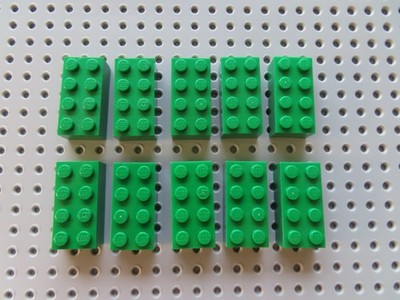 LEGO 10 x Stein Basic Baustein hoch 3001 2x4 grün