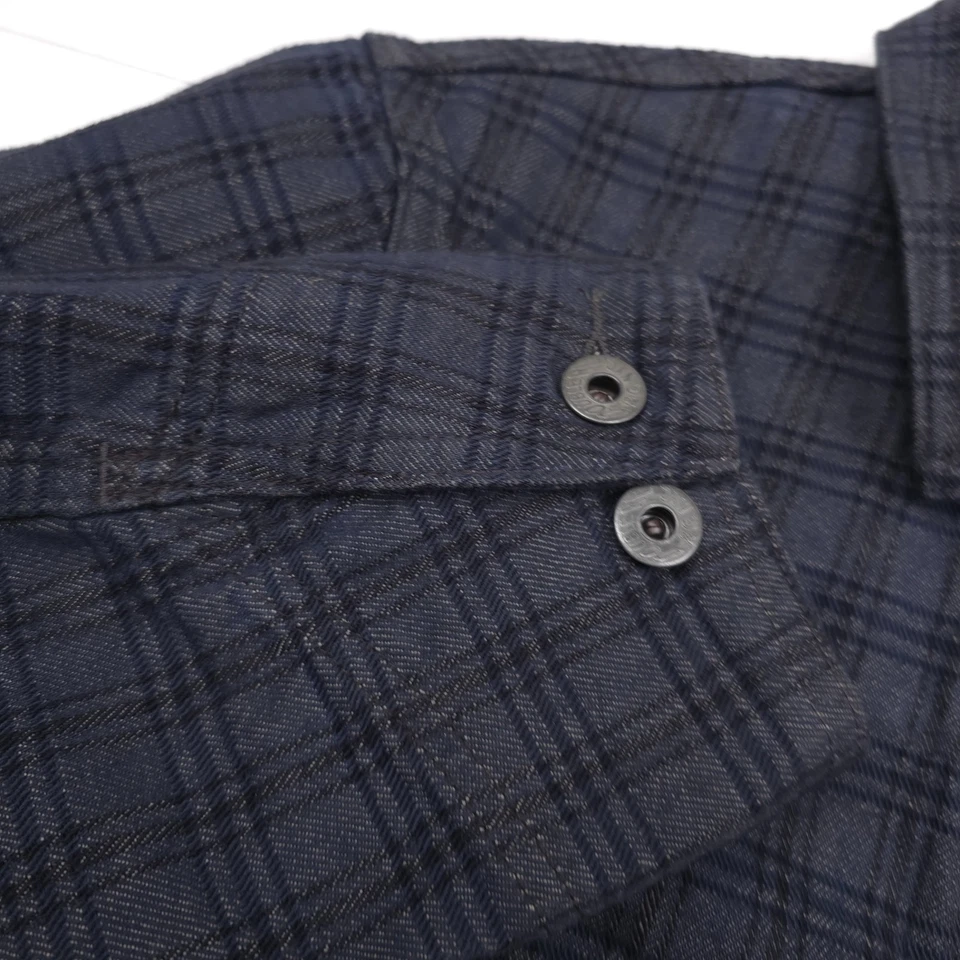 Chaqueta de trabajo RRL Ralph Lauren azul a cuadros jacquard denim para hombre talla pequeña Foto 3 de 4