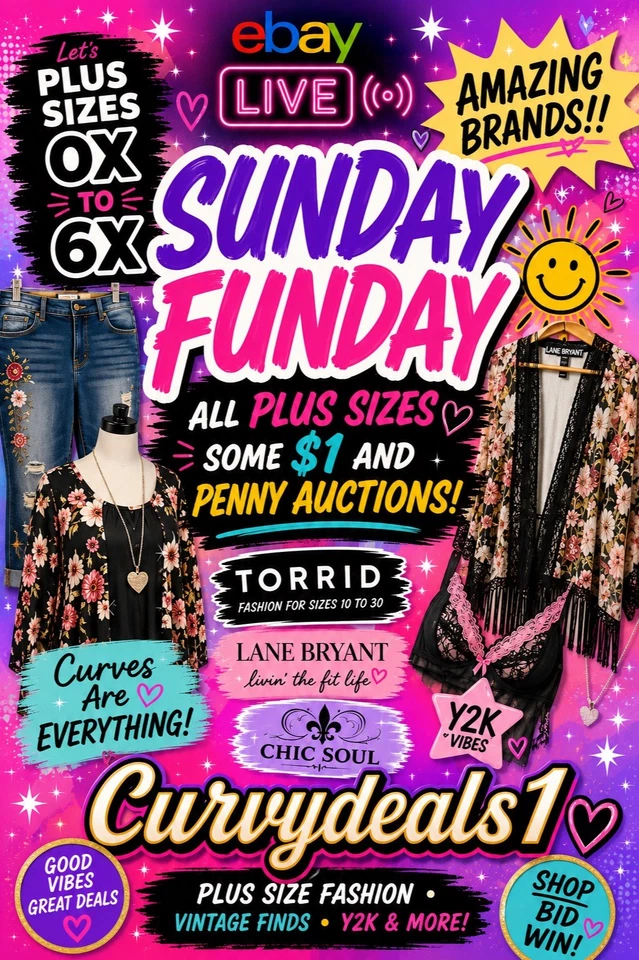 Plus Sizes, Low Starts,, 0 to 6X Random Dollar & Penny Auctions!