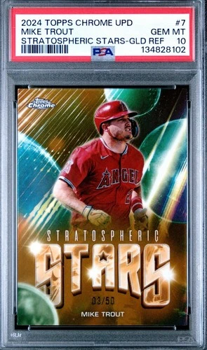 2024 Topps Chrome Update - Stratospheric Stars Gold Mike Trout 3/50 PSA 10