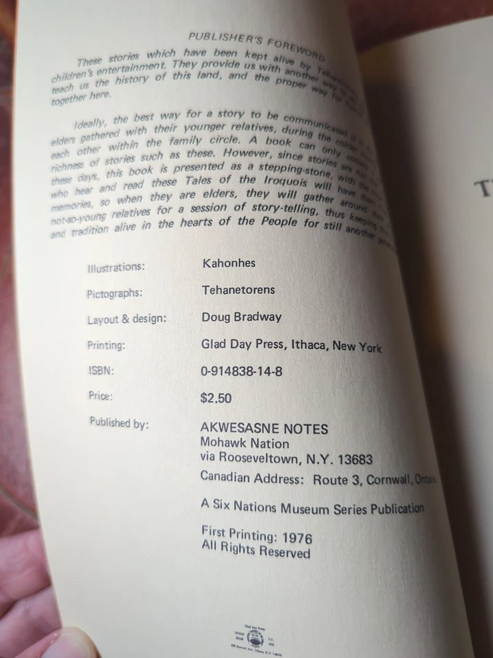 Tales of the Iroquois by tehanetorens 1976 1st Printing Paperback Very Good - Image 4 of 4