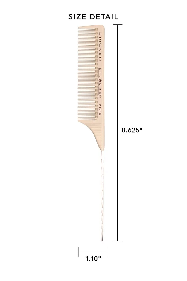 Cricket Silkomb Pro-50 Fine Tooth Rattail Comb for Hair | Precision Styling Tool - Image 2 of 3