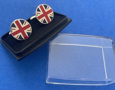 MANSCHETTENKNÖPFE SET - GROSSBRITANNIEN UNION JACK FLAGGE MANSCHETTENKNÖPFE - SILBER PLATTE