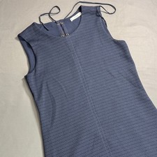 Mango Navy Textured Midi Dress Short Sleeve Fit & Flare Size 4