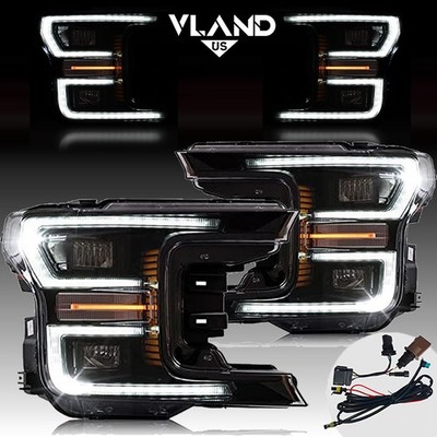 Blackout Headlights For 18-20 Ford F150 F-150 Headlamp Assembly FULL LED Startup