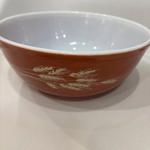 Vintage PYREX Autumn Harvest Wheat 4 Qt Mixing Bowl #404 Large Nesting