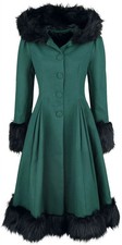 Hell Bunny Mantel Damen Elvira Coat petrol Casual Wear, Rockabilly, Rockwear