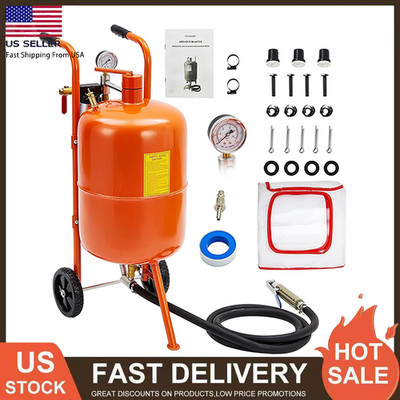 10 Gallon Sandblaster 125 Psi High Pressure Air Sand Blasting Kit with 4 Nozzle