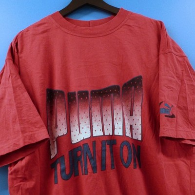 [L] Vintage Puma Turn It On T-Shirt Gym Shirt Running Damage Löcher Y2K Oversize
