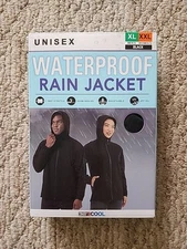 32 Degrees Cool Rain Jacket Unisex Adult Mens(XL) Womens(XXL) Black Hooded