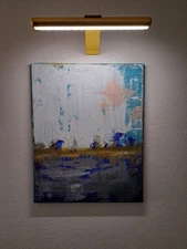 Blue tan pink oil acrylic abstract landscape "Untitled" Limited 1/1 signed POA