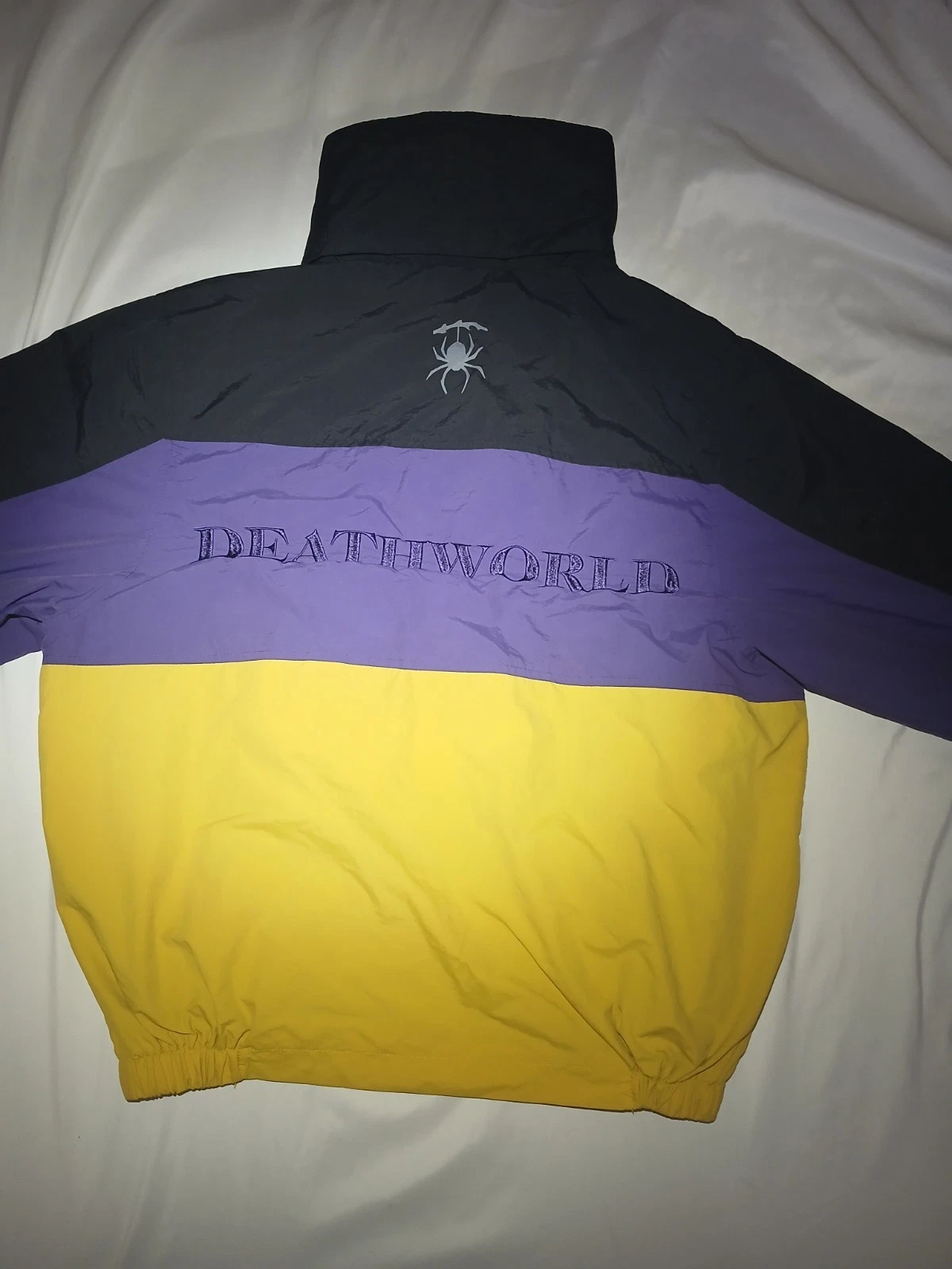DWFH Deathworld Feral Hands Windbreaker Jacket Sz S Vtg Rare Purple Black Yellow