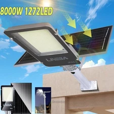 8000W 1272LED Commercial Solar Street Lights Dusk To Dawn Outdoor Road Wall Lamp