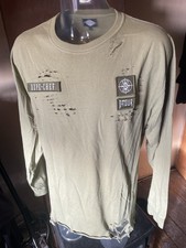 Dope Chef D Tour Distressed Ripped Long Sleeve Khaki T Shirt Men’s Xl