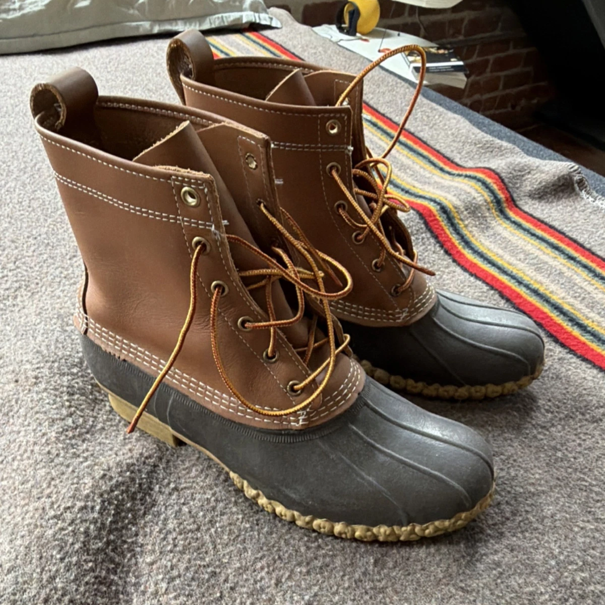Vtg LL Bean Mens Burgundy Leather Moc Toe Boots Lace Up -Italy  Sz 11 L.L.Bean Women main image 3