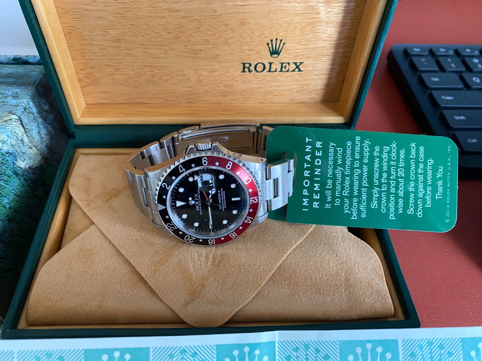 Rolex GMT-Master II 16710 Coke Black / Red Bezel 40MM Steel Oyster Watch Mint