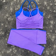 2pcs Gym Leggings Set Yoga Sports Set Women Workout Outfit Fitness Suit Cross St