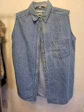 Deranged Women's Blue Cotton Button Down Vest Size Large