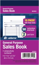 General Purpose Sales Book 2 Part Carbonless White Canary 50 Sets per Book