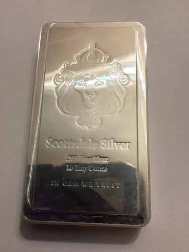 10 OZ .999 Silver Bar Scottsdale Stacker bullion