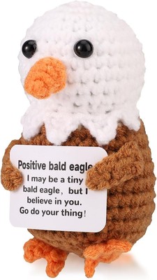 Positive Bald Eagle Crochet, Cute Mini Crochet with Encouragement... 
