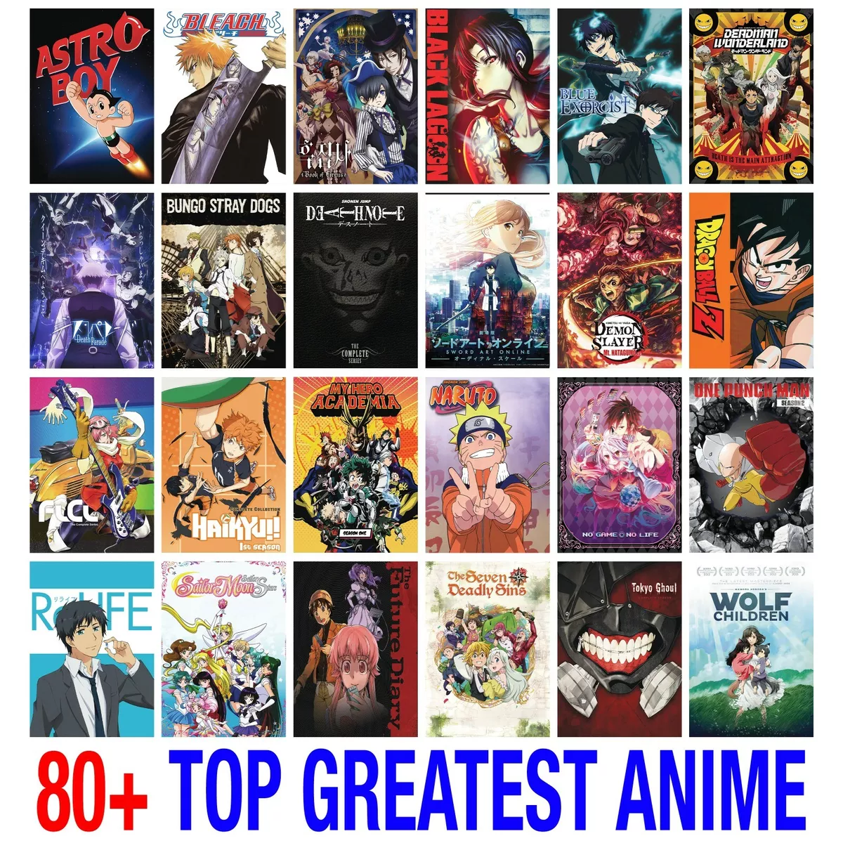 MyAnimeList Top 100 Anime Greatest Anime Poster Print Wall Art Room Decor  ED028