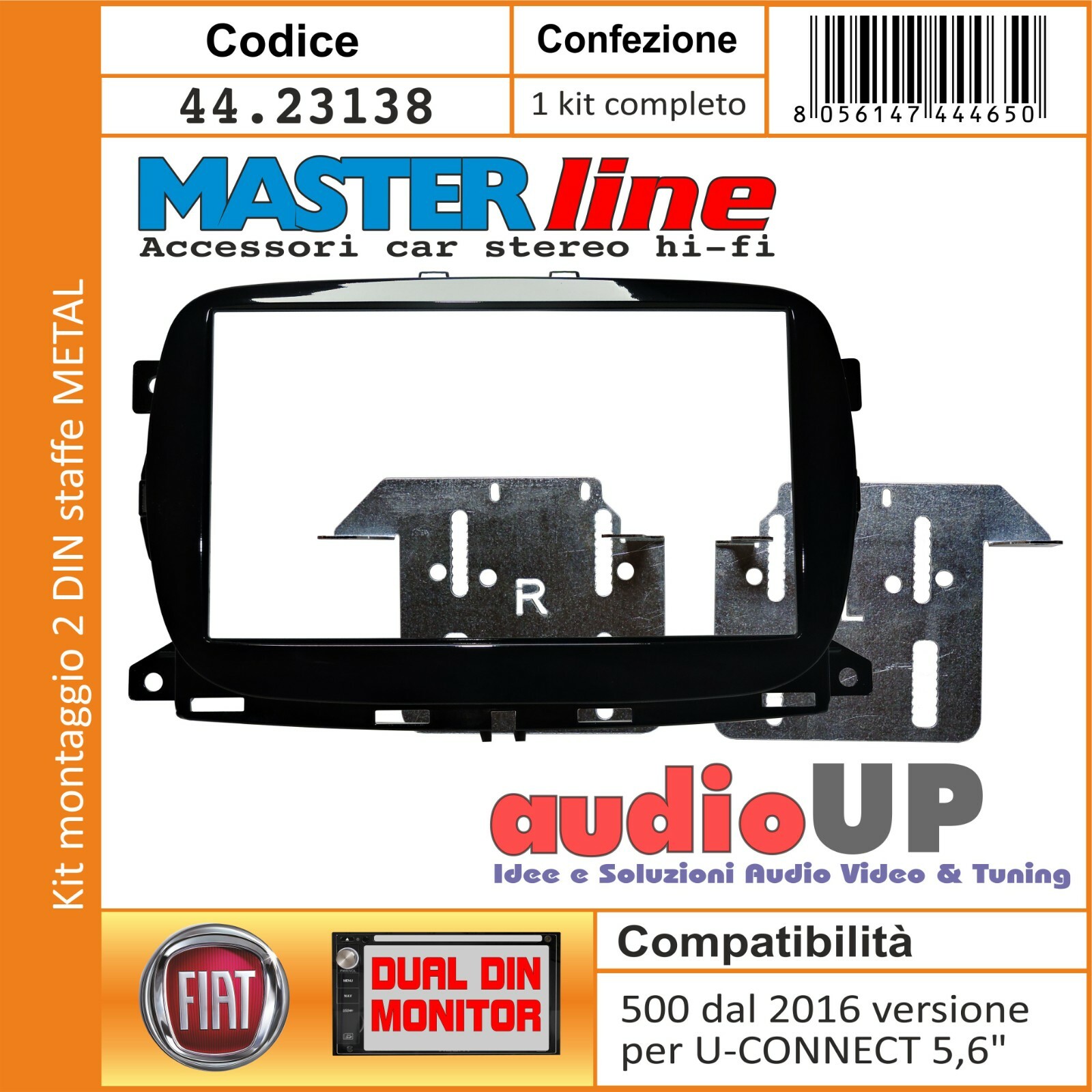 MASCHERINA RADIO 2 DIN FIAT 500 2016-> VERS. CON RADIO ORIGINALE U-CONNECT 5.6"