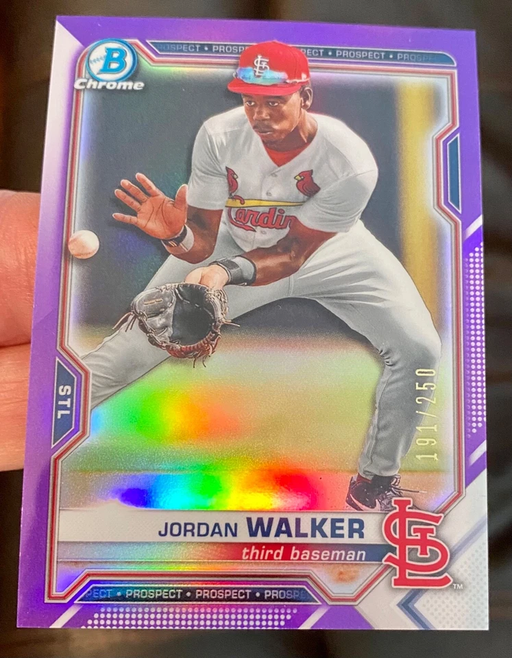 JORDAN WALKER💥only /250💥ROOKIE/RC 🌈PURPLE REFRACTOR🌈 2021 Bowman CHROME - Image 4 of 4
